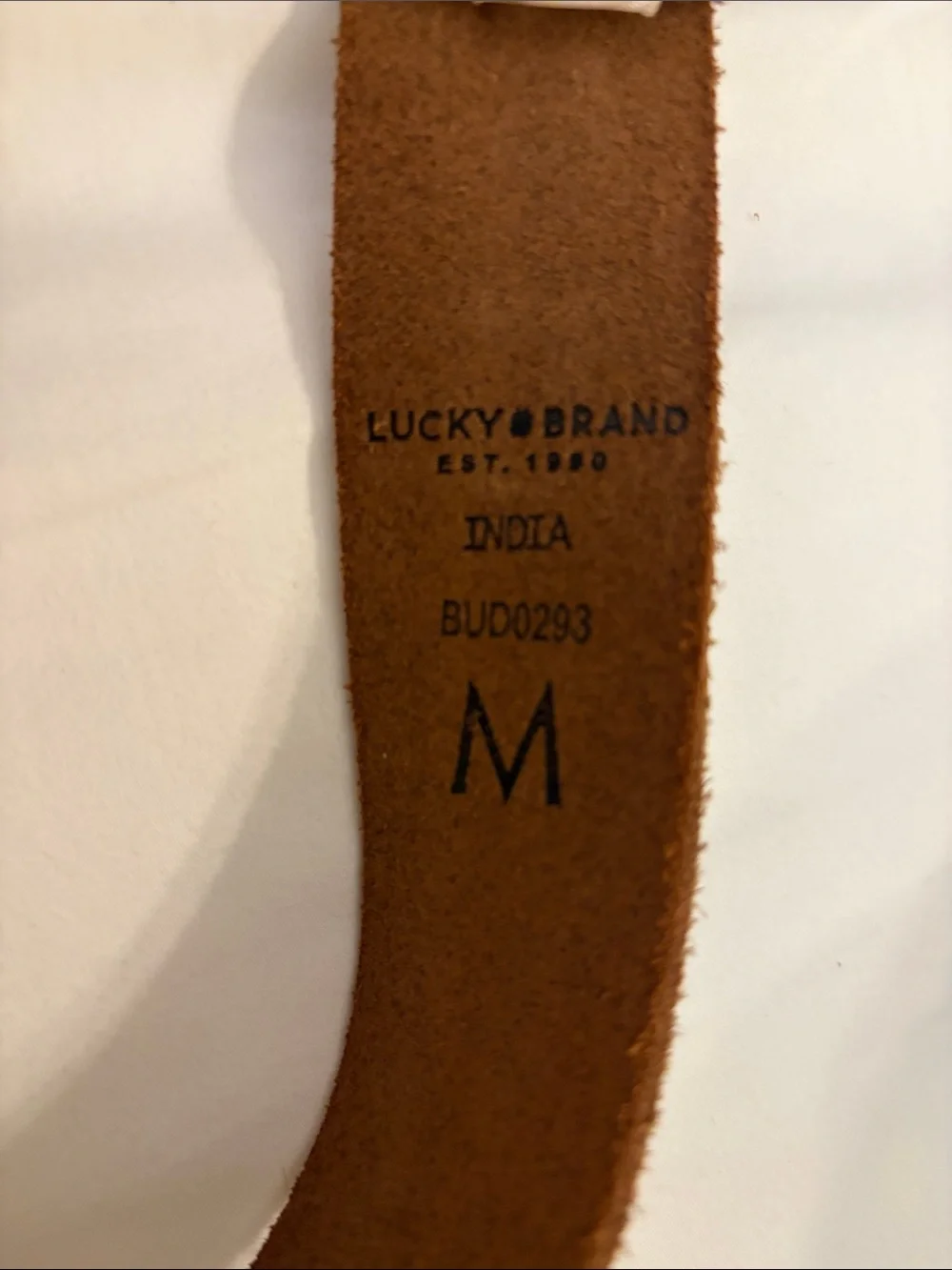 Lucky Brand Embroidered Suede Brown Women’s Belt with Brass Buckle